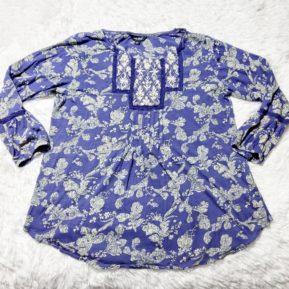 COPY - Lucky Brand Purple and Cream Paisley Top